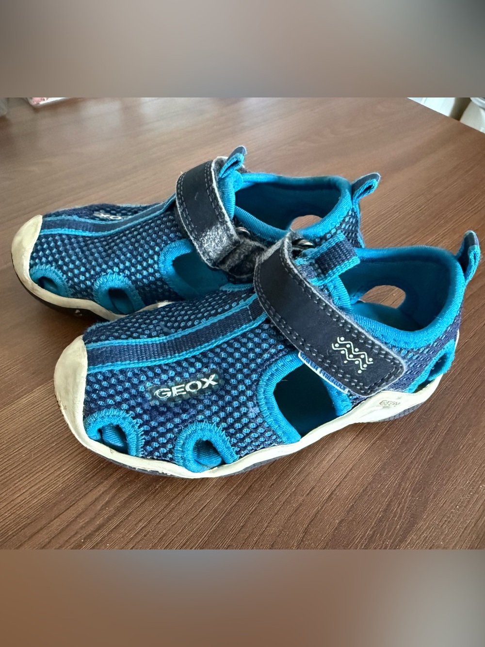 Geox Blue and Navy Kids' Mesh Sandal Sneakers